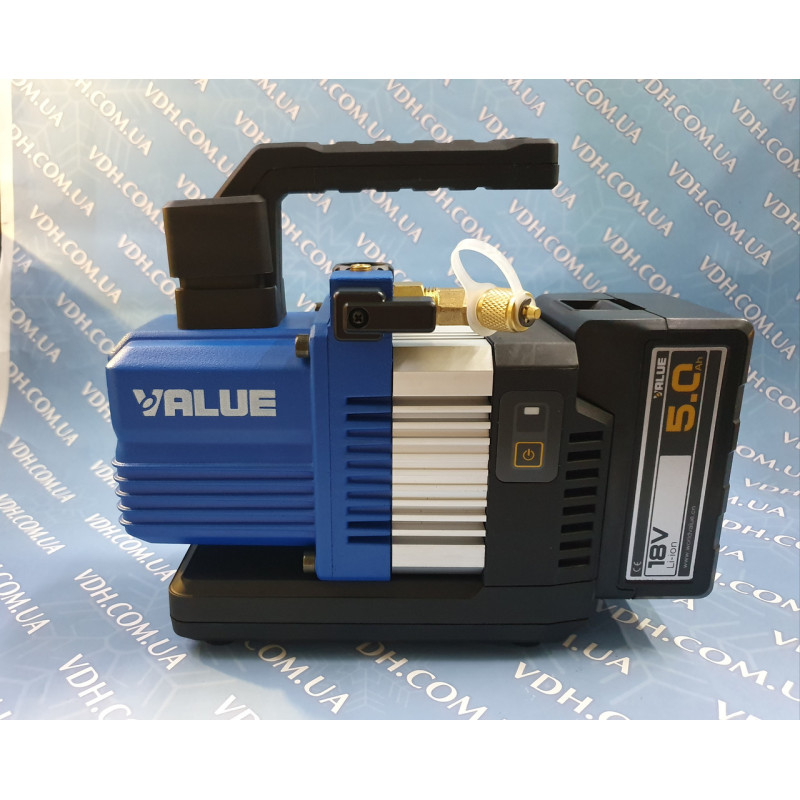 Вакуум-насос VALUE VRP-2DLI (2х ступ 57 л/хв) акумуляторний в алюмінієвому кейсі