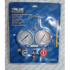 Манометр. ( Блістер) колектор двовентельний VALUE VMG -2 R22--02 шланги 90 см ( R404,407,22,134)