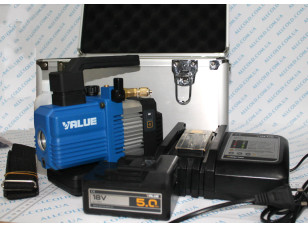 Вакуум-насос VALUE VRP-2DLI (2х ступ 57 л/хв) акумуляторний в алюмінієвому кейсі